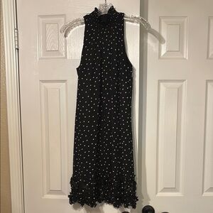 Alex Marie Black and White Polka Dot Dress with Floral Accents